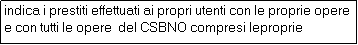 Casella di testo: indica i prestiti effettuati ai propri utenti con le proprie opere e con tutti le opere  del CSBNO compresi leproprie